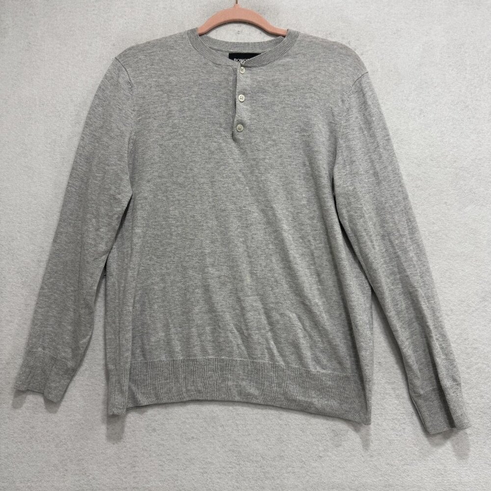 Bonobos Sweater Mens XS Gray Henley Slim Lightweight Knit Pullover Long Sleeve